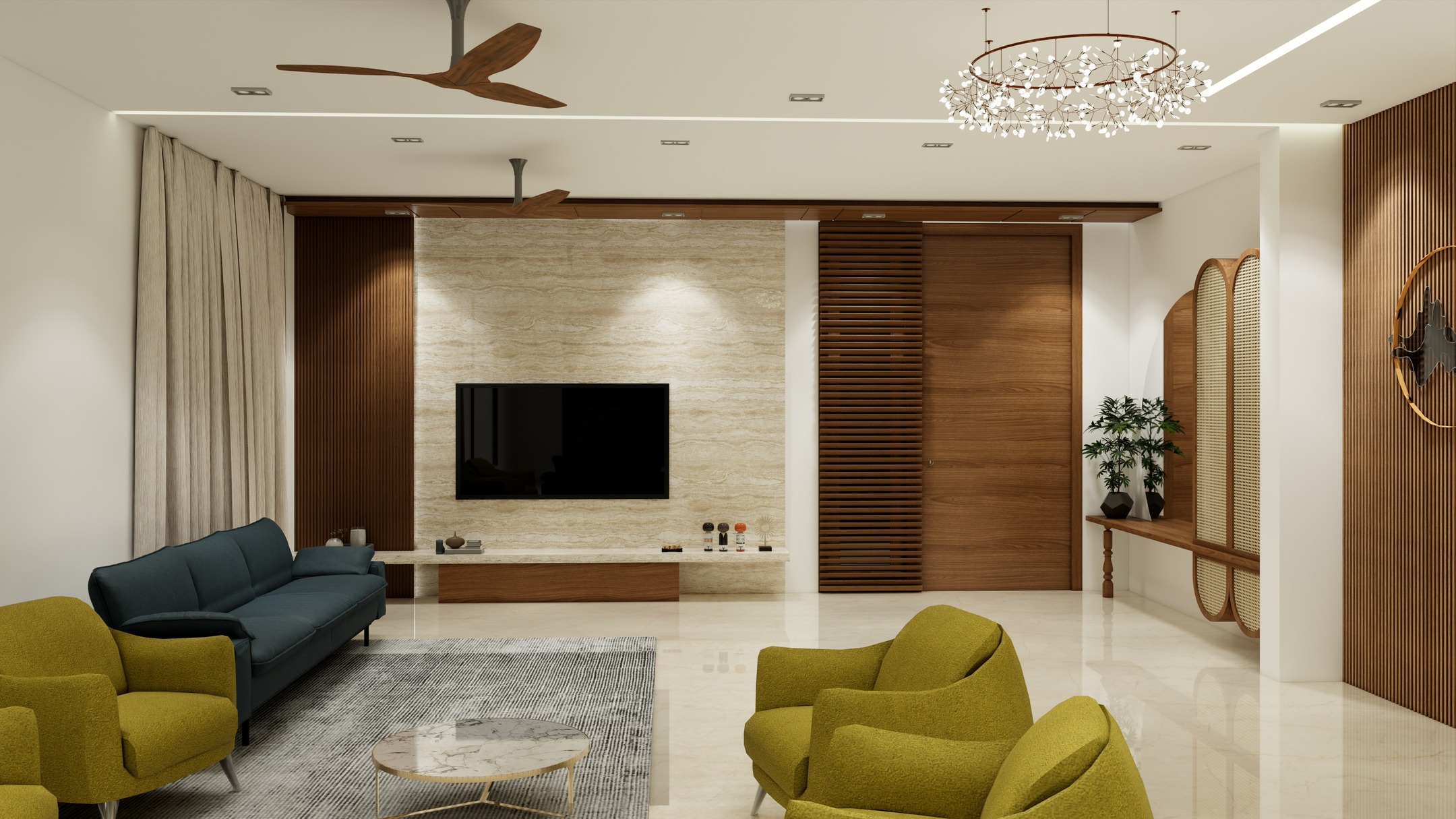 Warm modern living room imagery used in the Forma website concept